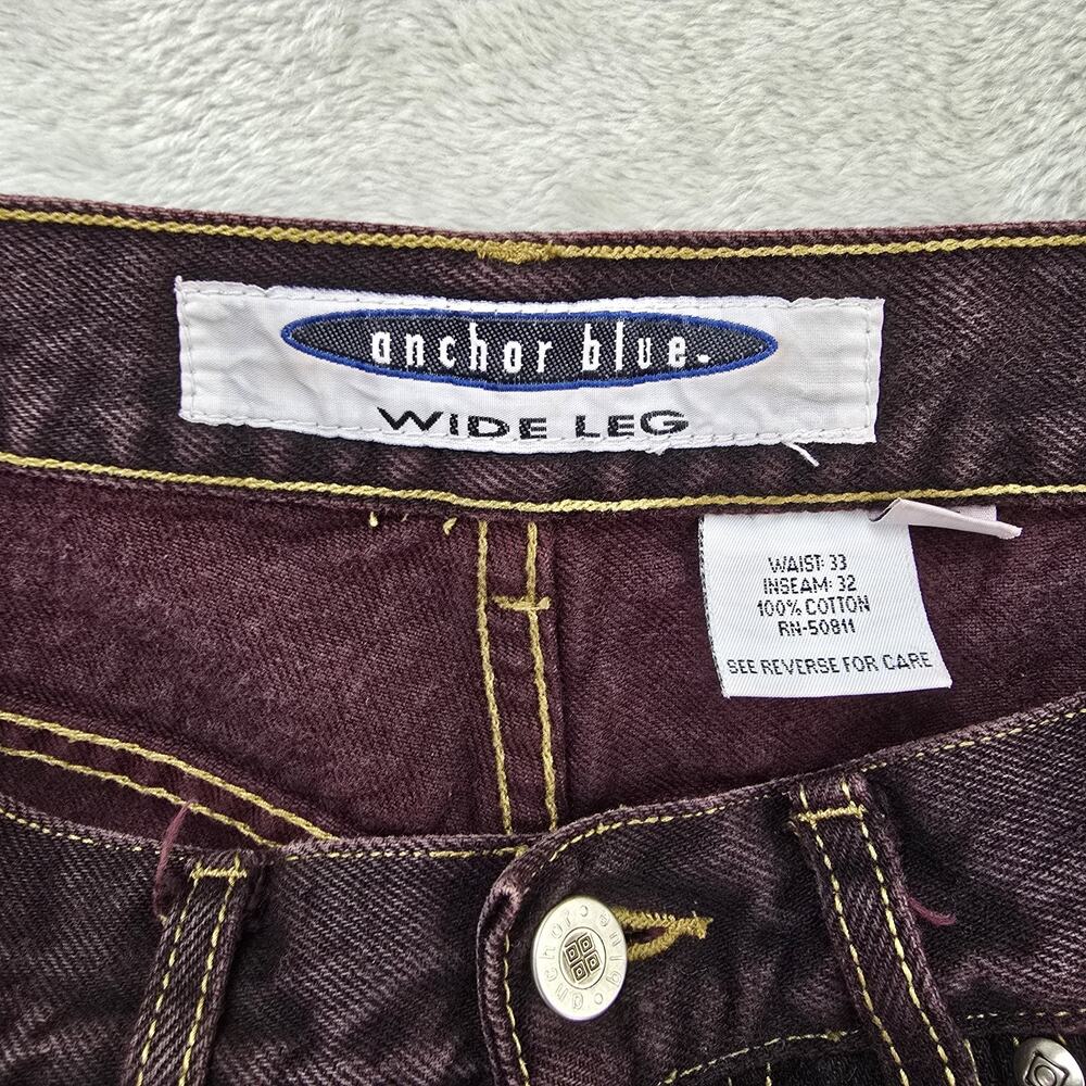 Vintage Anchor Blue Wide Leg Baggy Jeans 33x32 (Fits 30x30) USA Made Skater 90s - Picture 4 of 12